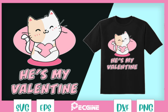 Cat Couple - He's My Valentine Graphics