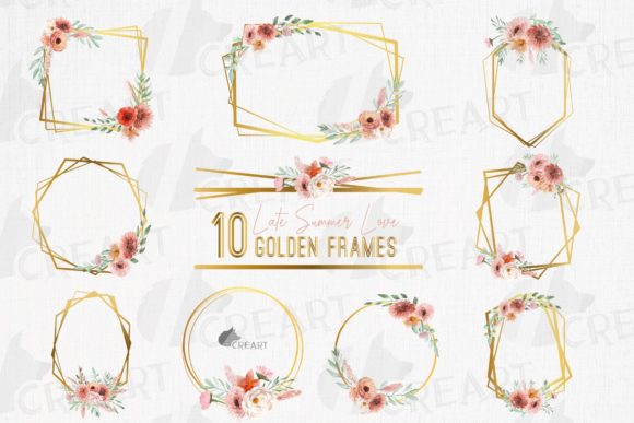 Coral, Blush Pink Flower Wedding Frames Graphics