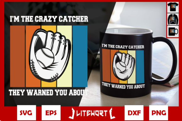 Crazy CatcherBat Baseball Lover Graphics