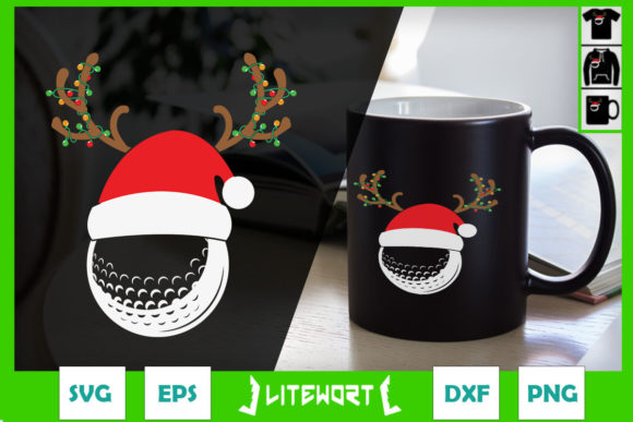 Golf Reindeer Santa Christmas Holiday Graphics & Crafts