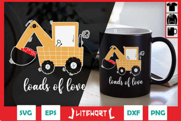 Kids Excavator Loads of Love Valentine Graphics