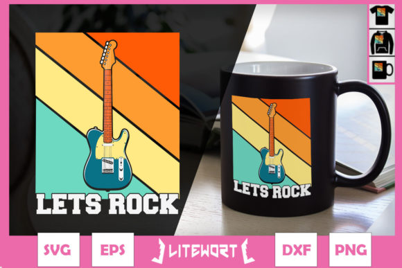 Lets Rock Rock N Roll Guitar Retro