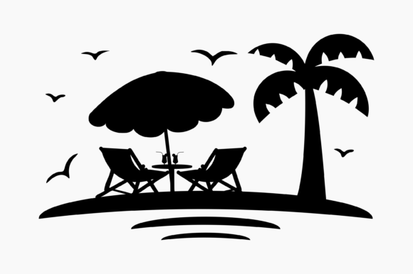 Palm Tree and Beach Chair Relax Graphics for Crafts