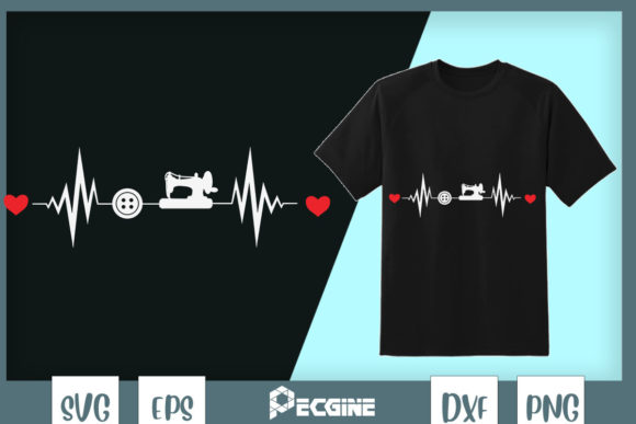 Sewing Machine Sewer Heartbeat Graphics