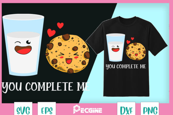 You Complete Me Kawaii Milk Cookies Graphics